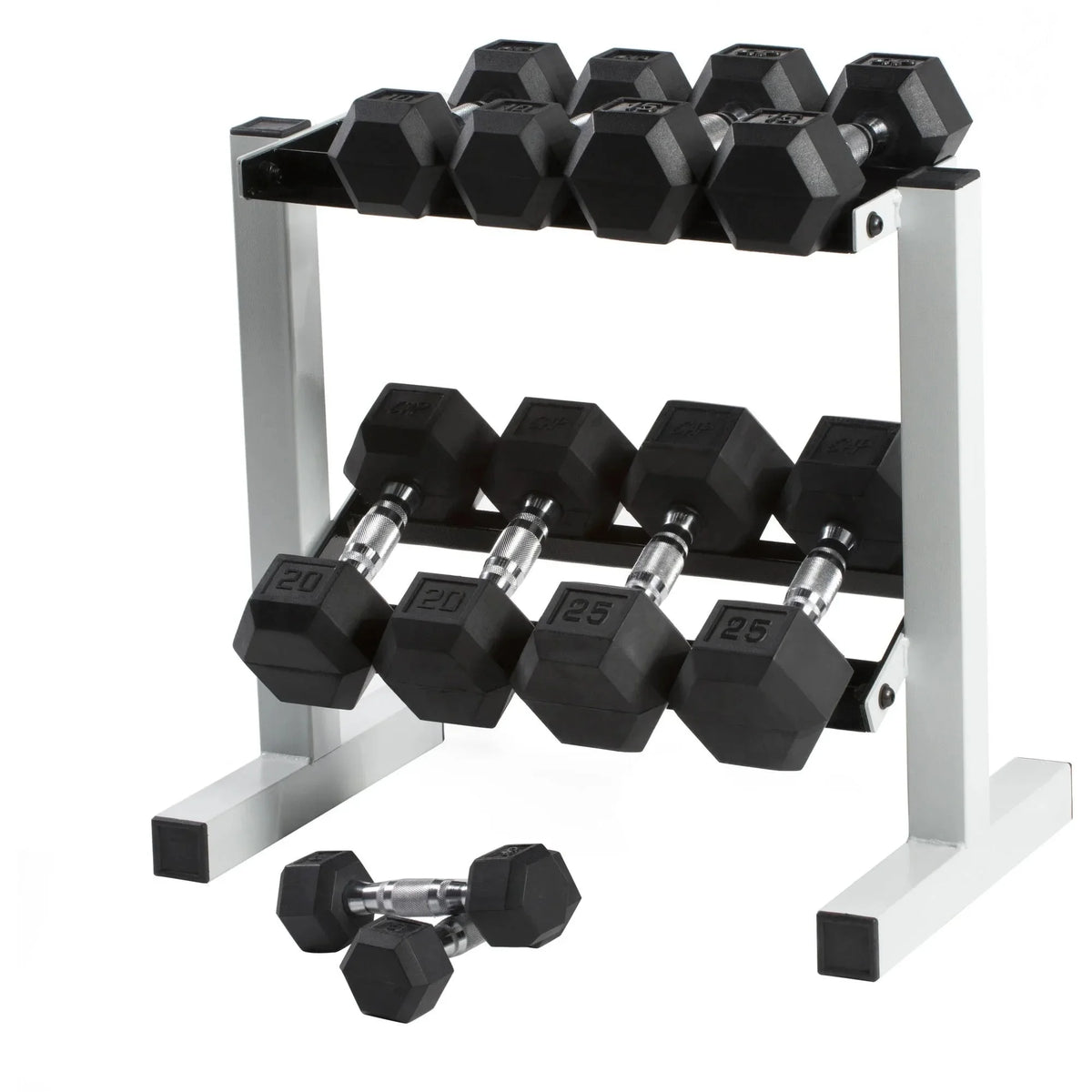 Rubber Hex Dumbbell Set 50lb Total, 2x25lb Non-Slip Weights for Safe Home Workouts, Strength & Fitness Training