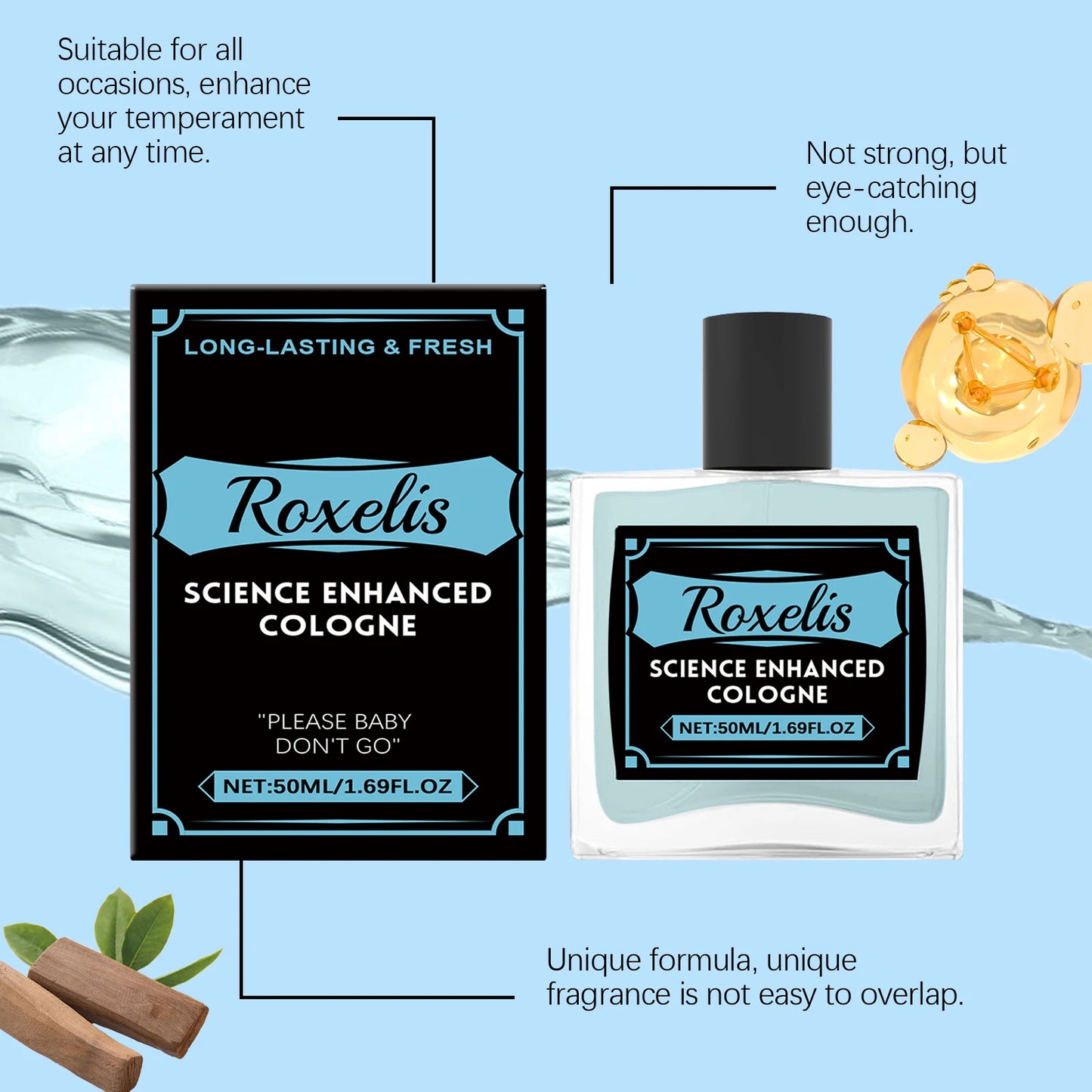 Roxelis 50ml Pheromone Cologne Perfume Mist Men Long Lasting Gentleman Charming Scent Refreshing Couple Dating Glamour Perfume