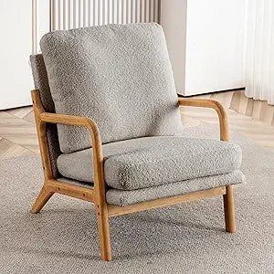 Mid Century Modern Accent Chairs for Living Room, 23” Wide Comfy Chair for Bedroom, Small Cozy Sherpa Reading Chairs for Adults,