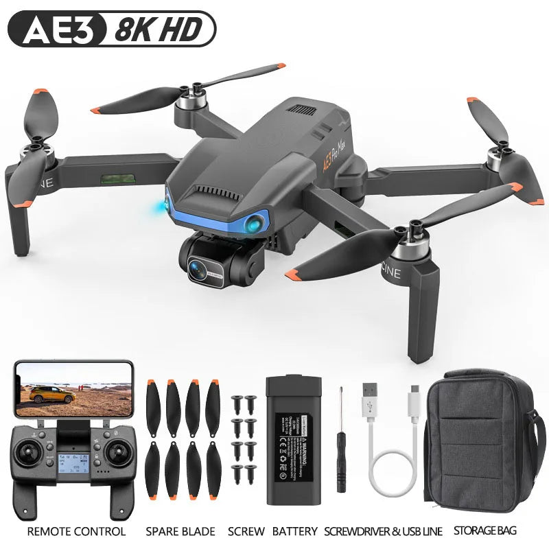 AE3 MAX Drone GPS 4K Camera 3-Axis Gimbal Anti-shake Aerial Photography Brushless Foldable Quadcopter thermal drone