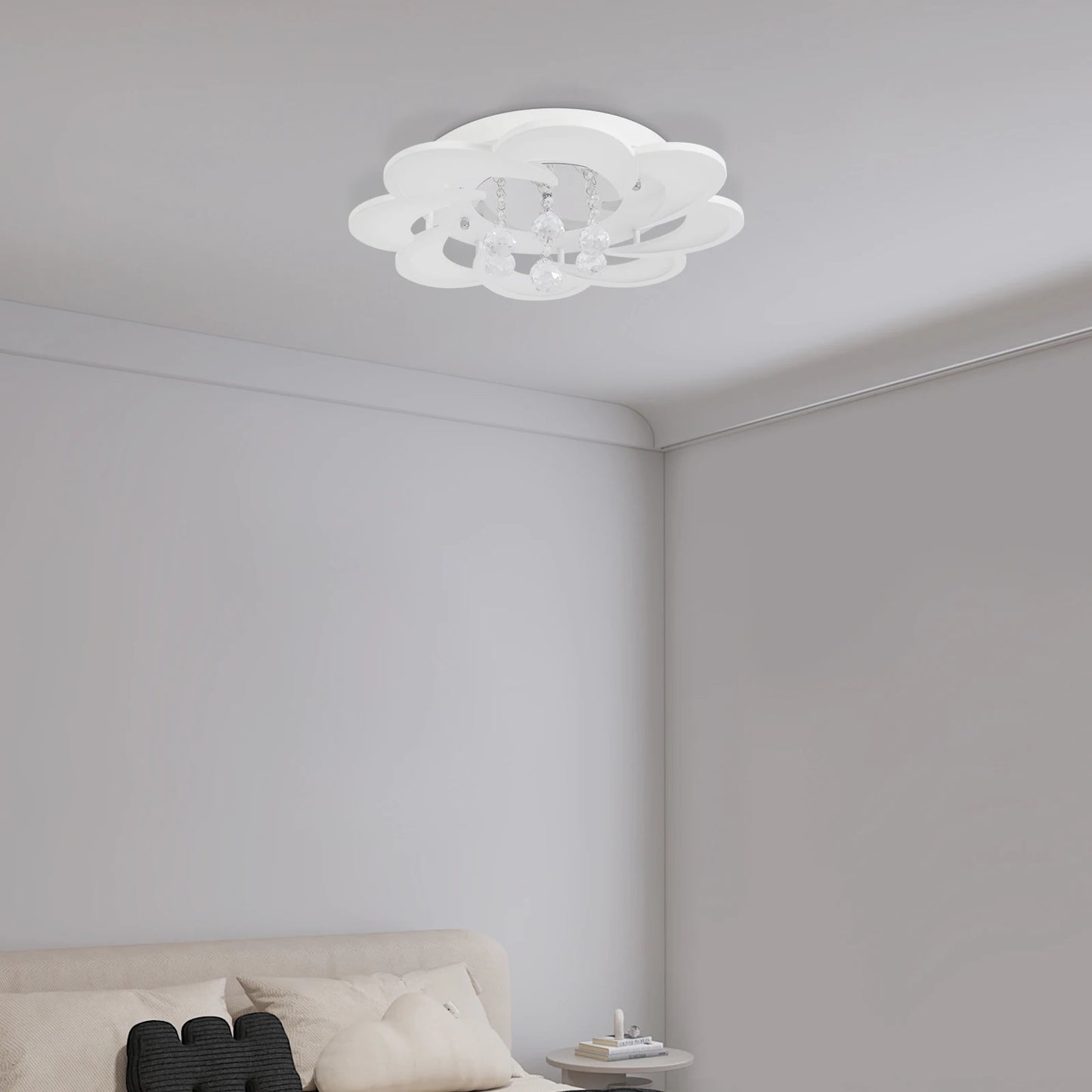 Modern Flower-Shaped Ceiling Light, 52cm/20.5in White LED Ceiling Lamp for Bedroom, 6000K Cool White, 26W 1560LM Bright Light