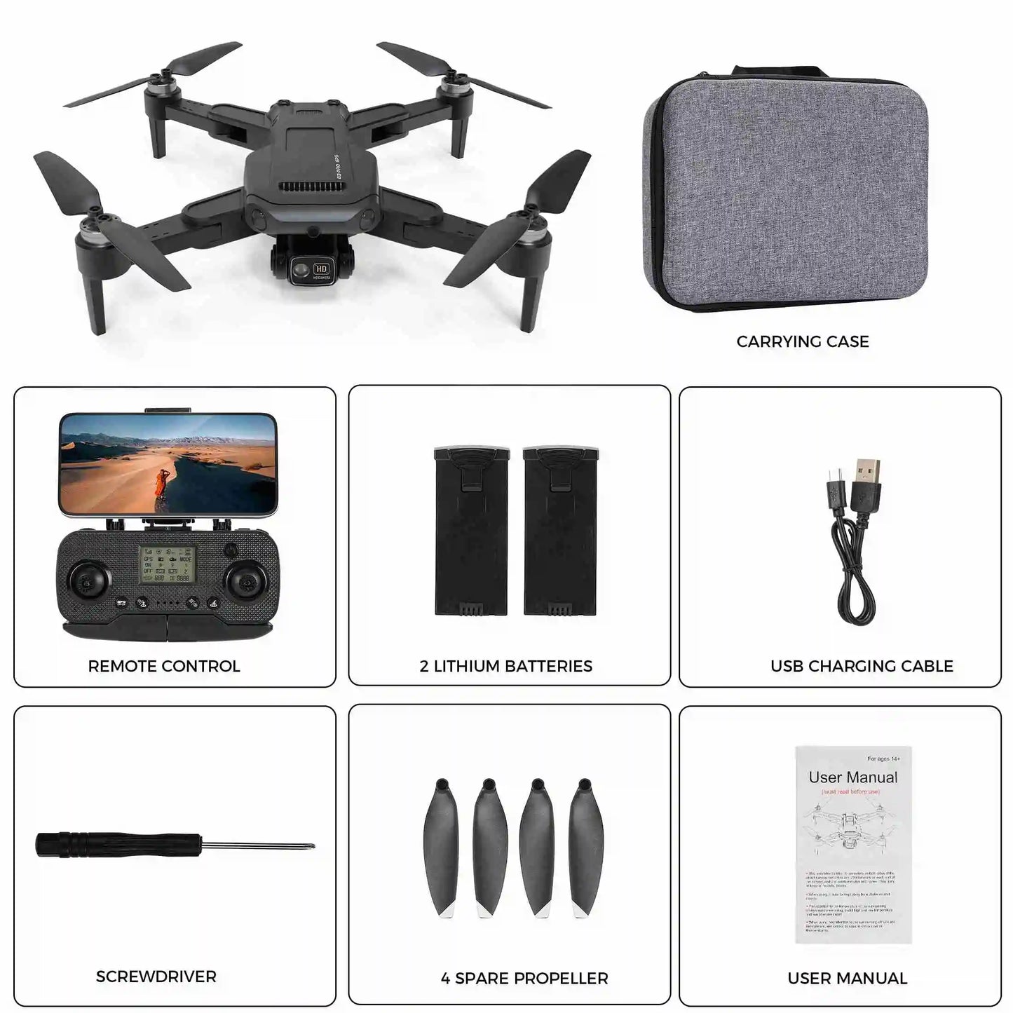 New RC Drone Brushless Motor Long Flight Times GPS Drone Quadcopter with Remote Controller 2 Batteries Remote Control Drone