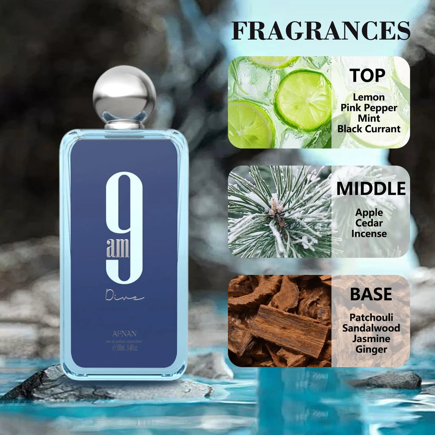Afnan 9 AM for Unisex Eau De Parfum 9 PM Long-lasting Pheromone Fragrance for Men and Women High Quality Cologne Perfume 3.4Oz