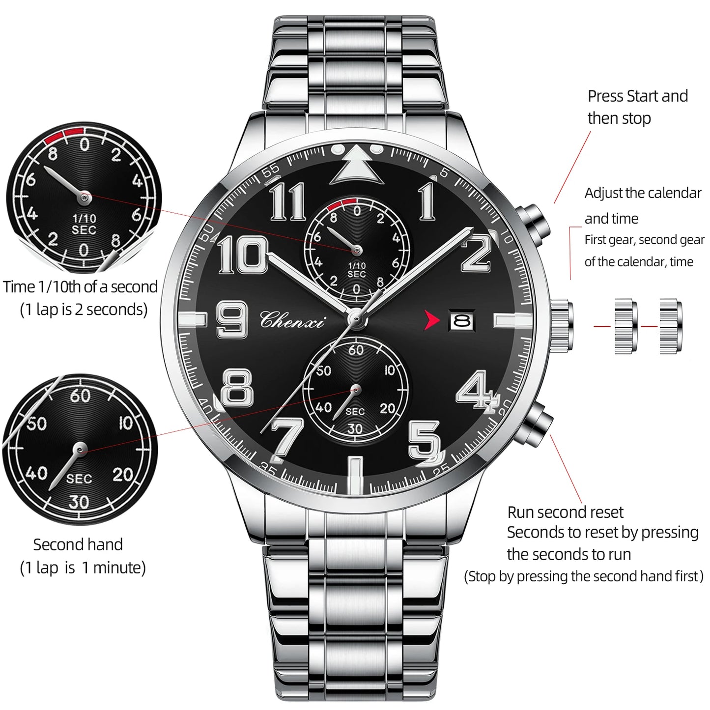 NEW Fashion Multifunction Men for Watches Top Brand Casual Sports Waterproof Wristwatch Chronograph Calendar Men's Watch Gifts