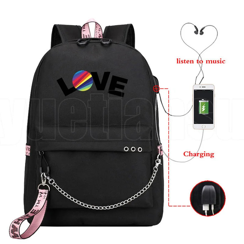 Popular Youthful School Bag Unisex Now United Travel Bags Usb Rechargeable Oxford Waterproof Notebook Shoulder Backpacks