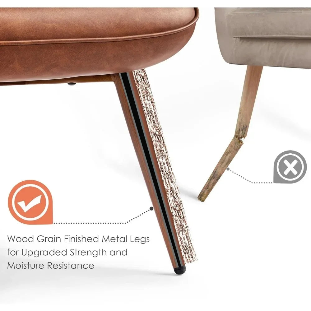 Leather Accent Chairs Living Room Chairs Leather Large Armchairs Accent Chairs with Metal Legs for Living Bedroom Office