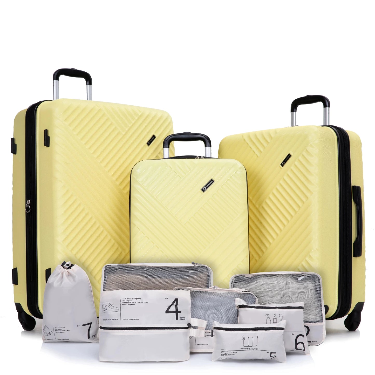 Luggage Sets 3 Piece with Double Spinner Wheel,Suitcase Set PC Hard Case with TSA Lock and Organizer Storage Bags