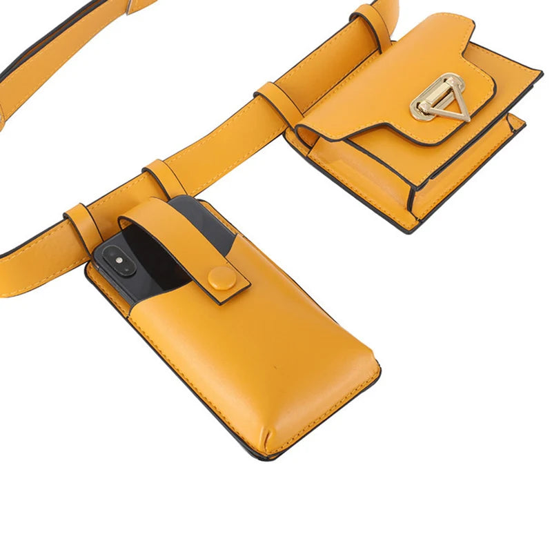 2 in 1 Women Belt Bag 2025 Designer Waist Bag PU Leather Fanny Pack Phone Purse street Trend Female Shoulder Crossbody Chest Bag