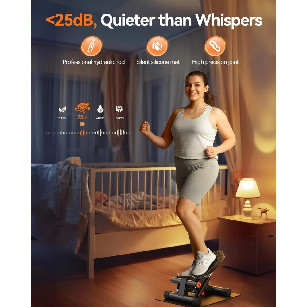 Hydraulic Mini Stair Stepper with Resistance Bands for Fitness, Supporting Up to 300lbs