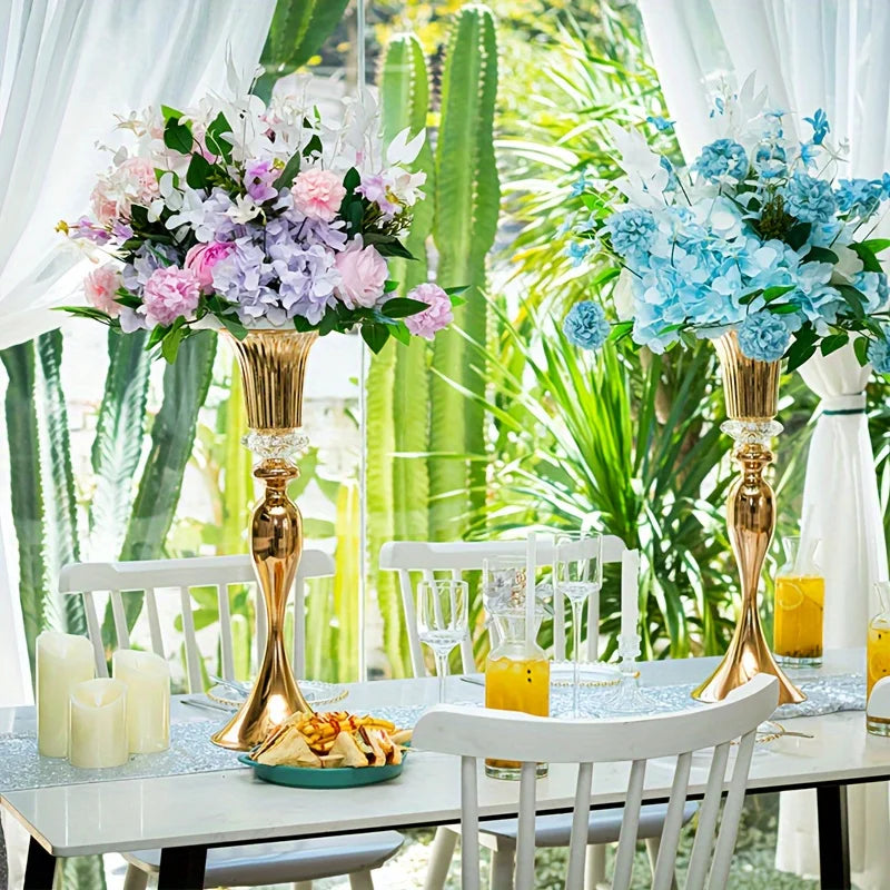 Set of 2/10 Crystal Flower Stands, 22 英寸 Tall Vases, Metal Centerpiece Vases for Table Decoration, Christmas, Party Decoration