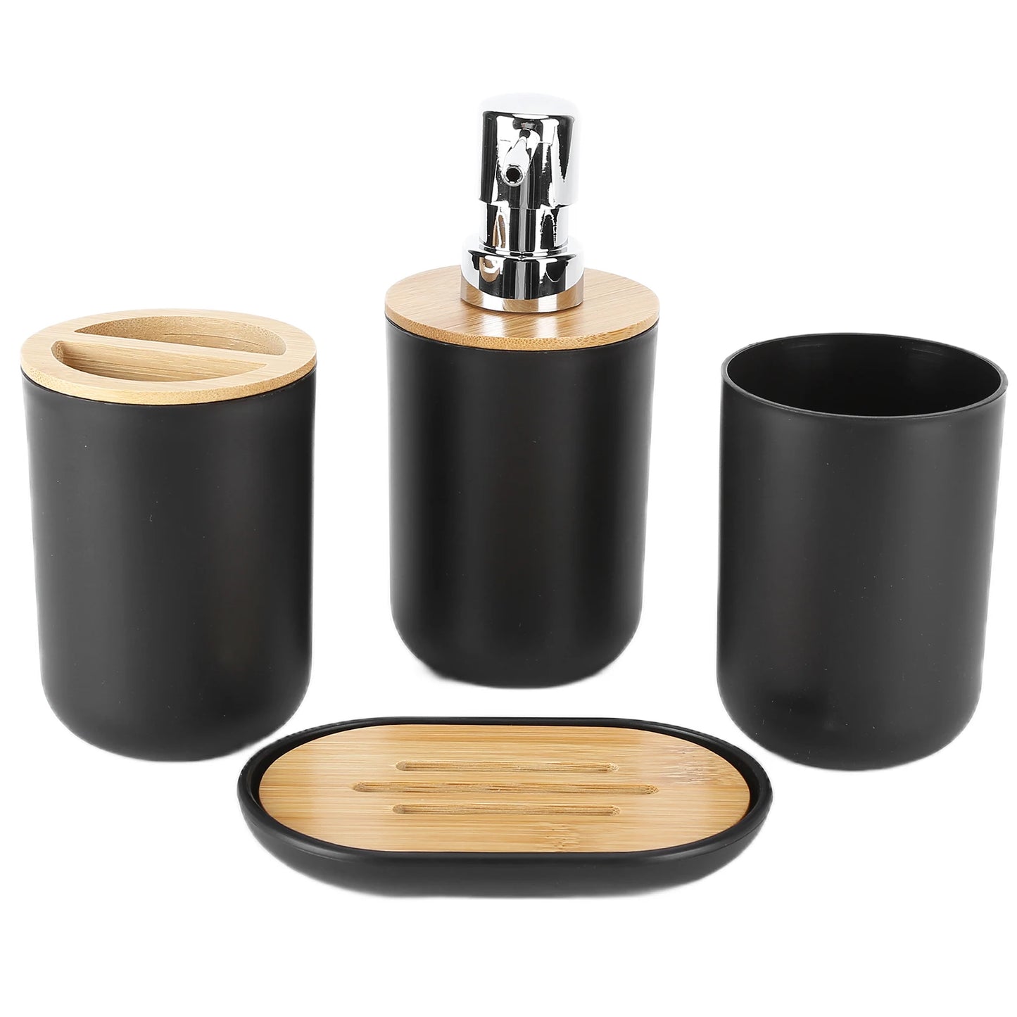 4Pcs Bathroom Accessory Set Bamboo Waterproof Gift Toothbrush Cup Soap Box for Home Hotel