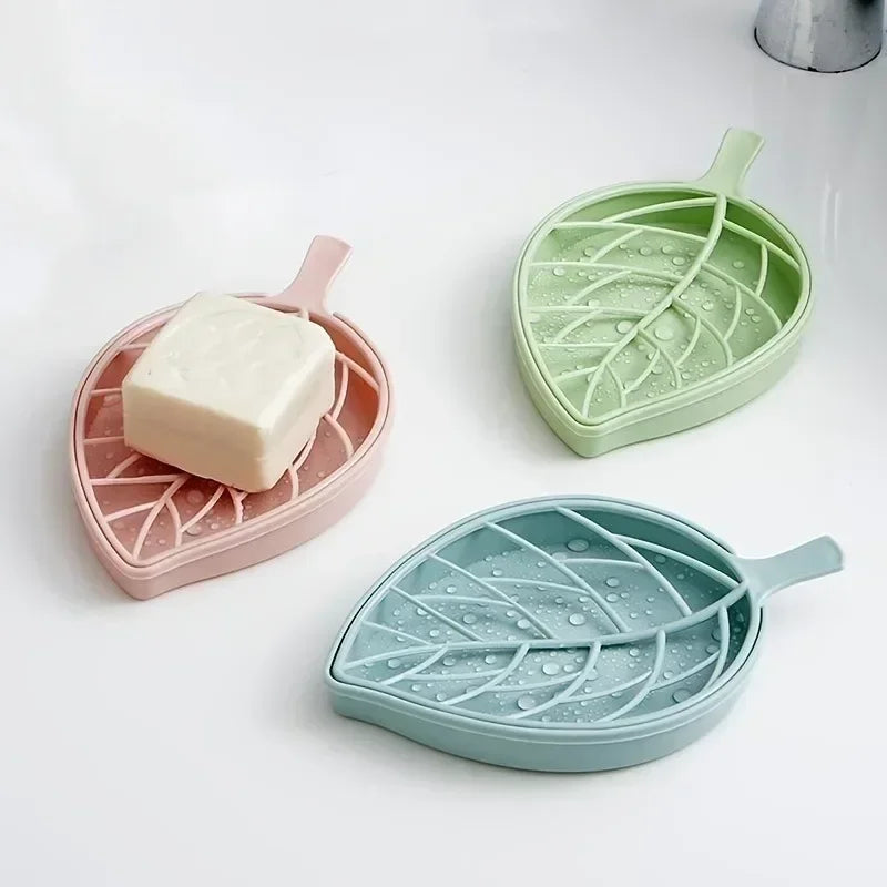 Leaf-Shaped Soap Dish 2 Layers Drain Soap Box Bathroom Dish Plate Case Home Shower Soap Holder Bathroom Accessories