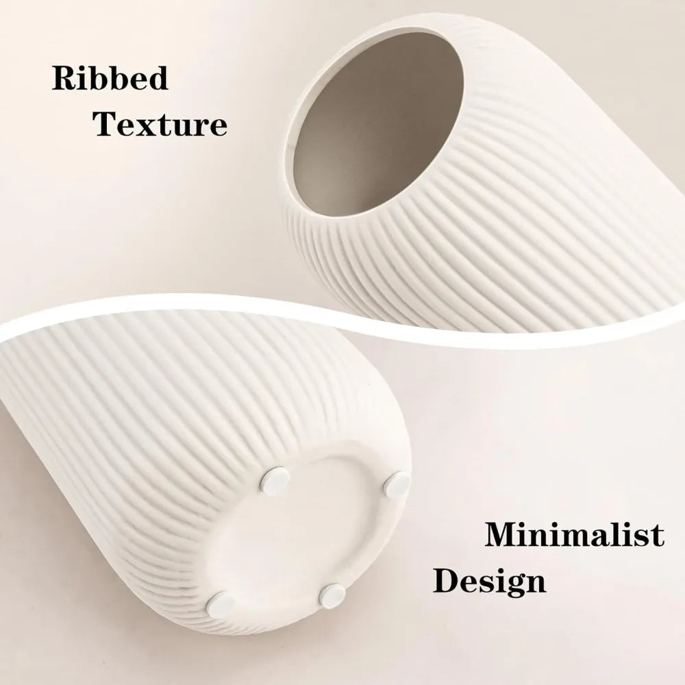 White Ceramic Vase, Vase Modern White Vase Home Decoration, Small Vase, Rib Texture Vase for Pampas Grass Decorative Vase