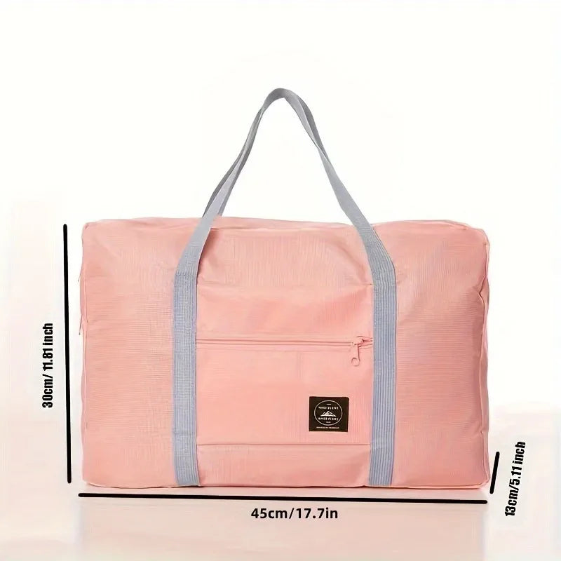 1 set of foldable large capacity travel luggage bag, expandable fitness bag, sports carry on, weekend luggage check-in, luggage