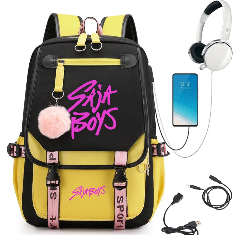 2025 New Back To School Backpack for Girls Boys Teenager KPop Demon Hunters Fashion Usb School Bags Travel Backpacks Mochila