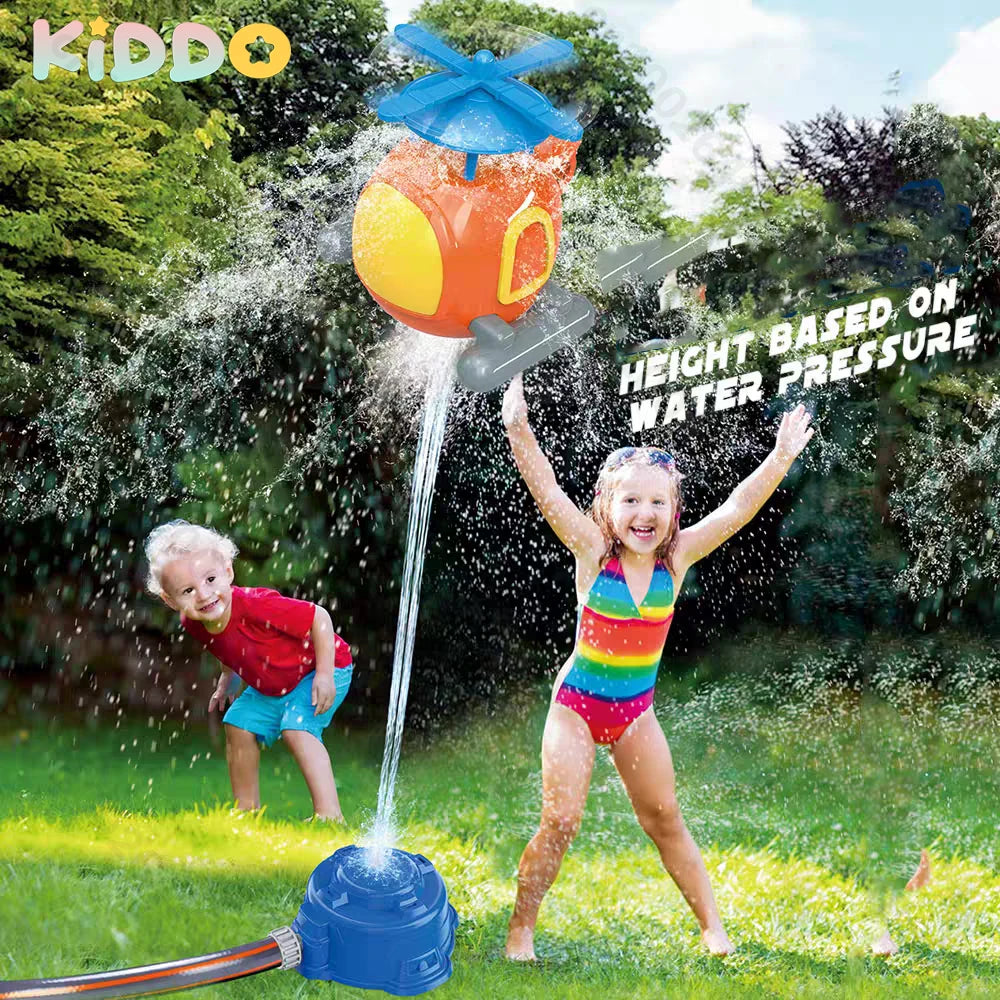Flying Sprinkler Rocket Launcher Rotating Spray Kids Water Playing Splashing Toy Fun Interaction Garden Lawn Game Outdoor Gifts