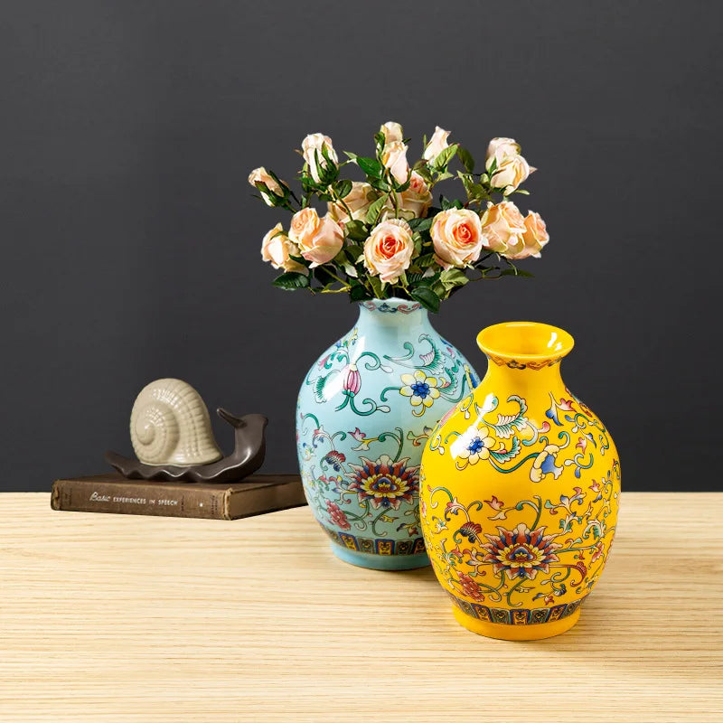 Jingdezhen Porcelain Vase Porch Ornaments Antique Official Enamel Porcelain Antique Collection Round Porcelain Vase Home Decor