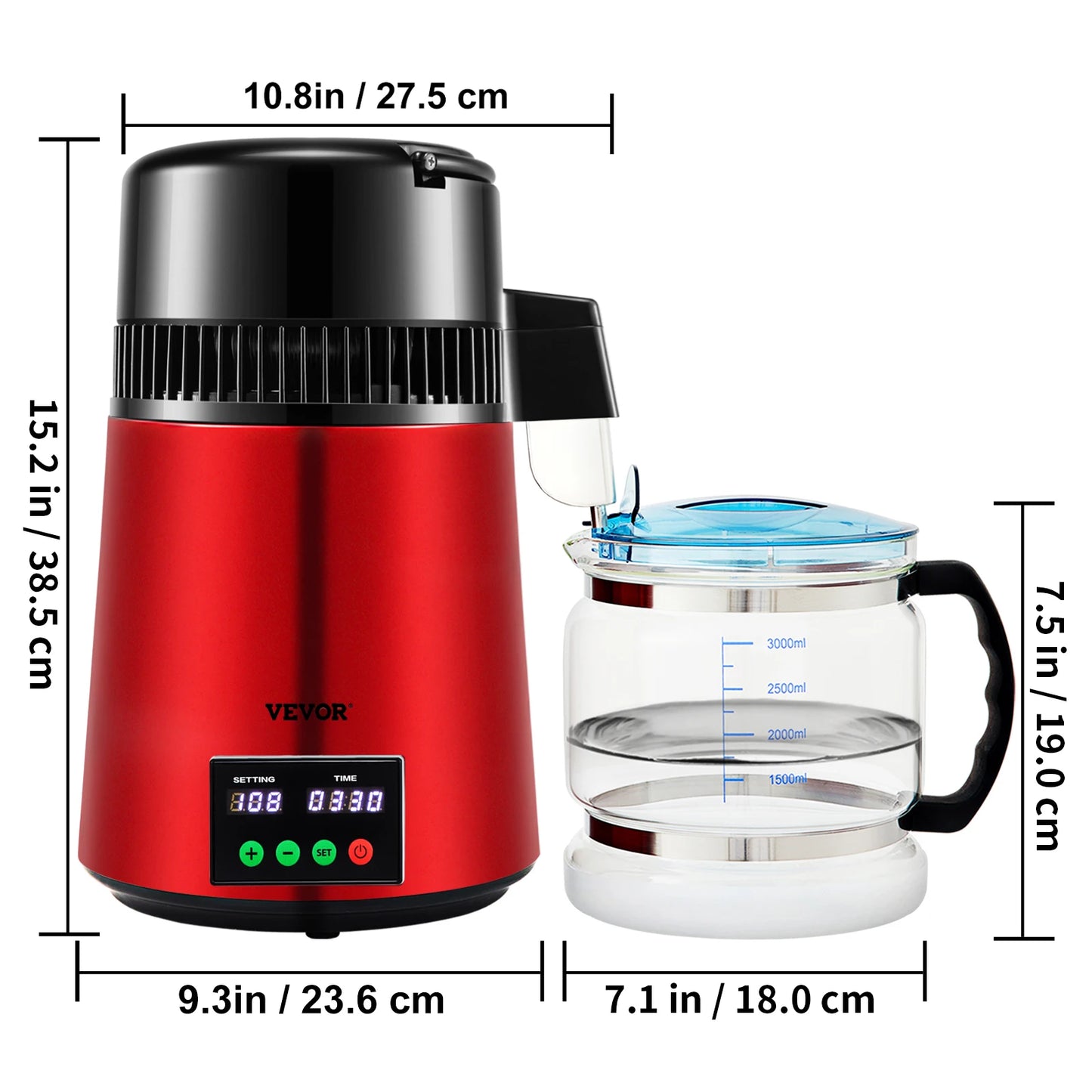VEVOR 4L Water Distiller Purifier Filter 1 L/H Distilling Speed Dispenser Drinking Bottle Softener Touch Screen Home Appliance