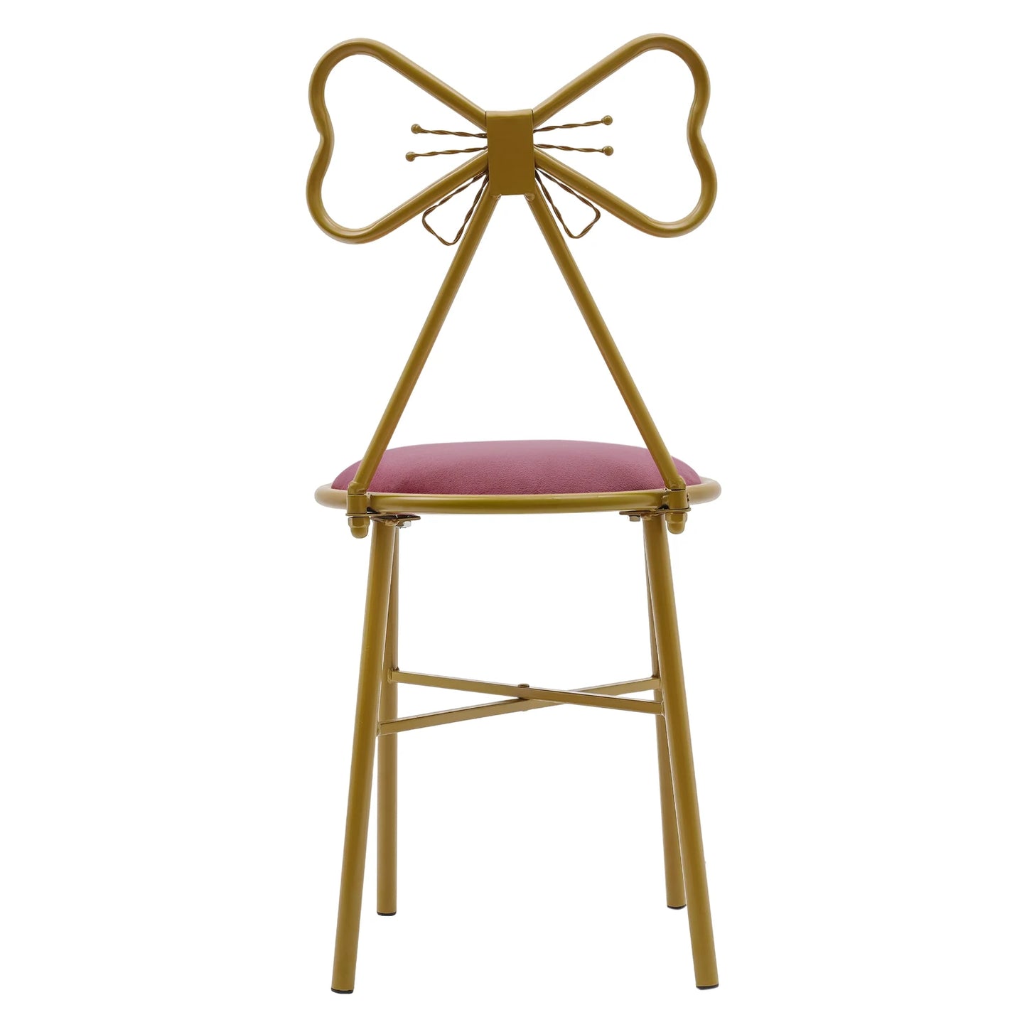Deep Pink Butterfly Backrest Chair, Butterfly-Shaped Vanity Chair, Metal Backrest Chair, for Dresser, Living Room, Bedroom