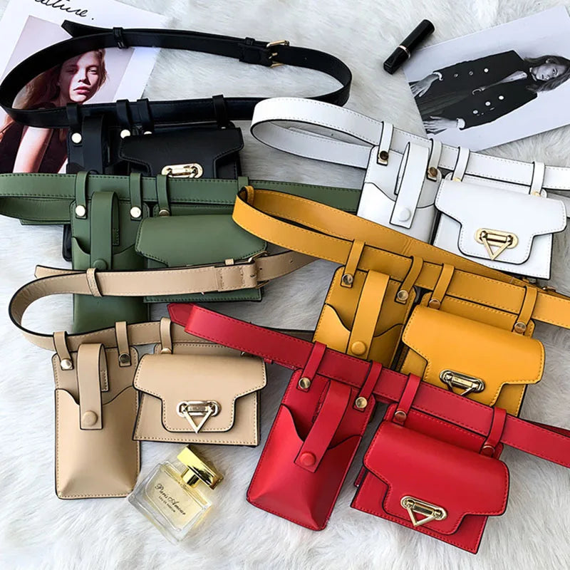 2 in 1 Women Belt Bag 2025 Designer Waist Bag PU Leather Fanny Pack Phone Purse street Trend Female Shoulder Crossbody Chest Bag