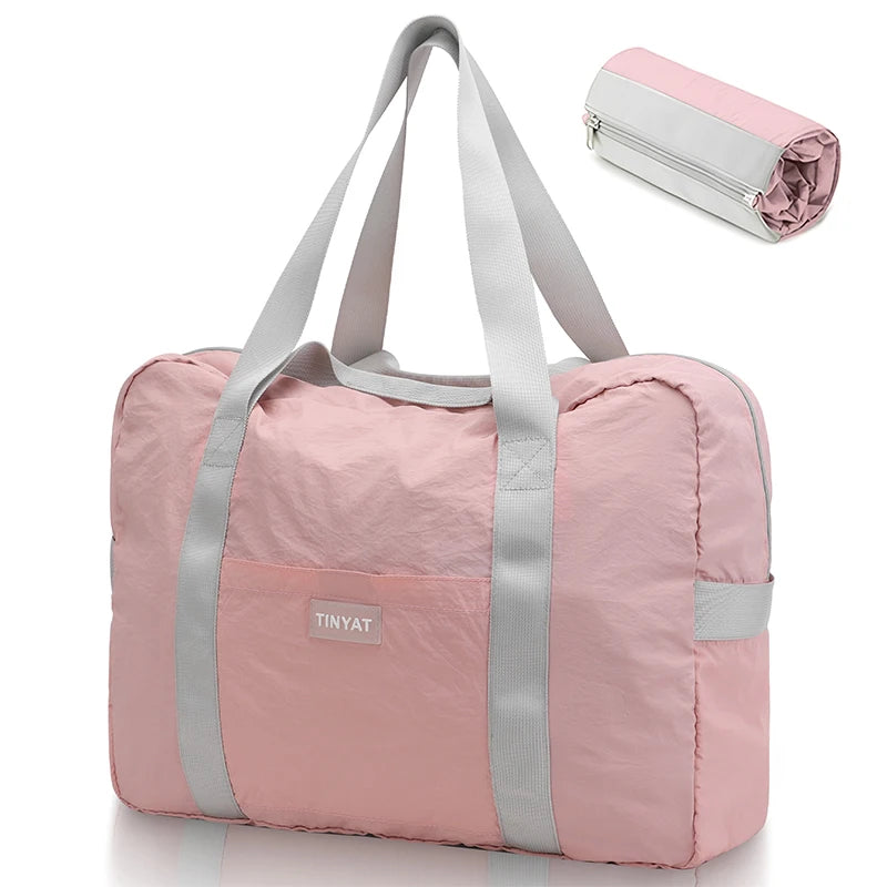 Tinyat 2024 Trend Large Foldable Travel Bag For Women Duffle Fitness Bag, Airplane Cabin Backpack, Large Size Luggage