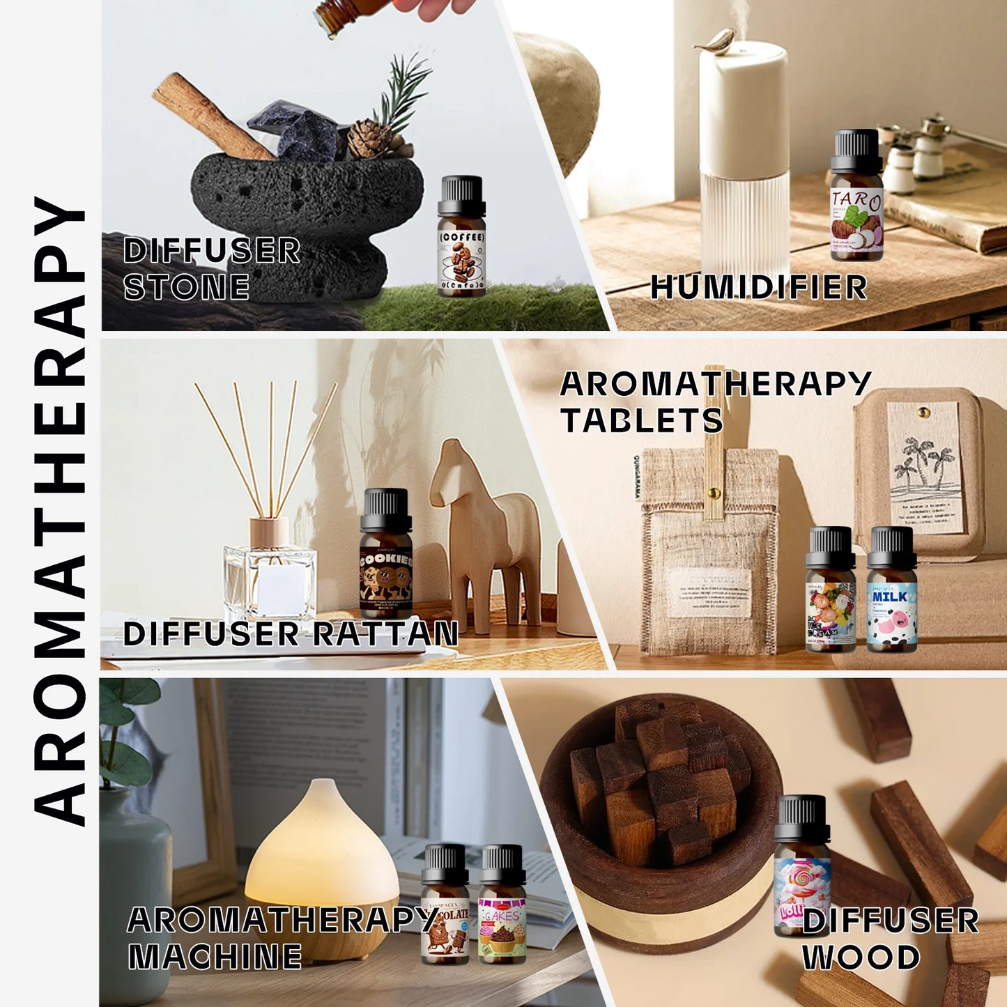 12models Gourmet Essential Oils Vanilla Coconut Coffee Cookies For Diffusers、Candles Making Car Aromatherapy Gifts For Women