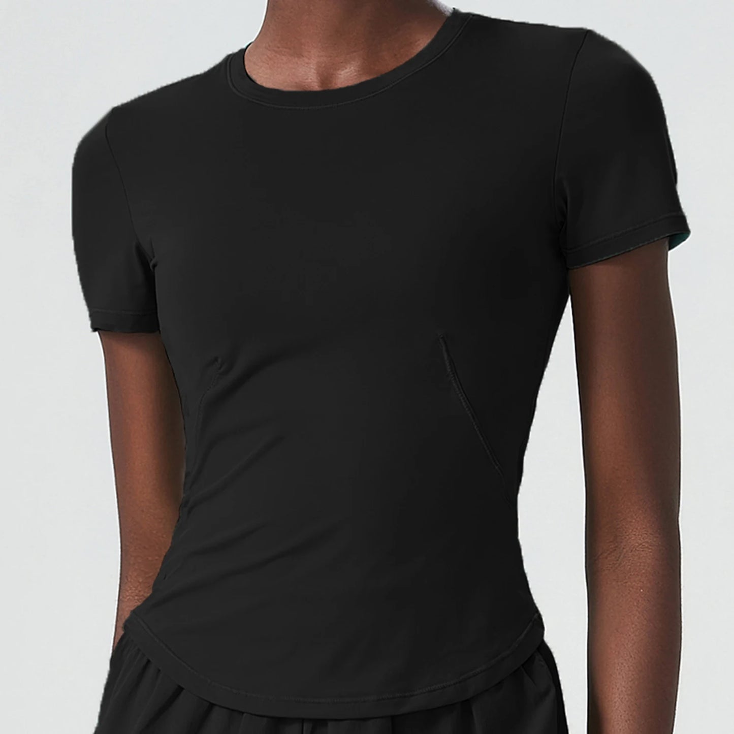 2025 Women's Yoga Tops Chic Solid Color Gym Short Sleeve T-Shirt Slim Fit Shirts Summer Streetwear Basic Crop Tops Gym Wear