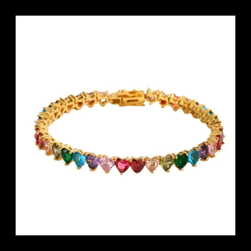 Ins Merry Mini Rainbow Gemstone S925 Sterling Silver Electroplated Gold Yellow Bracelet Luxury Versatile Jewelry