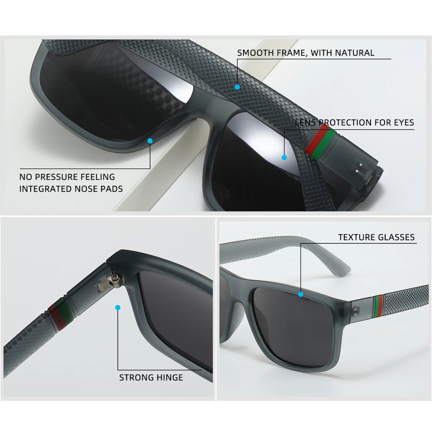 Fashion Oversized Polarized Sunglasses Men Women Luxury Driving Fishing Travel Vintage Square Sun Glasses For Man UV400 Eyewear
