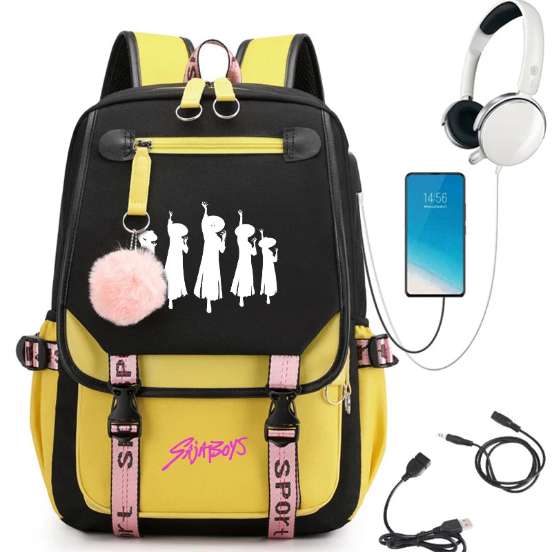 2025 New Back To School Backpack for Girls Boys Teenager KPop Demon Hunters Fashion Usb School Bags Travel Backpacks Mochila
