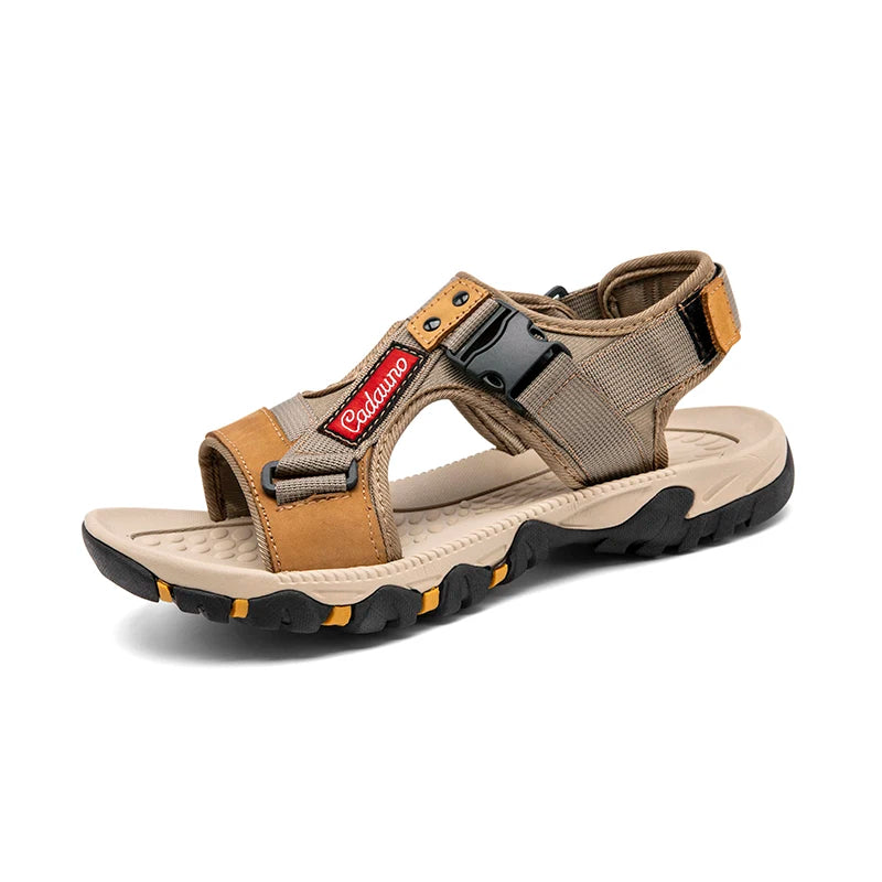 Classic Mens Sandals Summer Fashion Genuine Leather Slides Outdoor Casual Sport Sandals Lightweight All-match Men Stylish Shoes