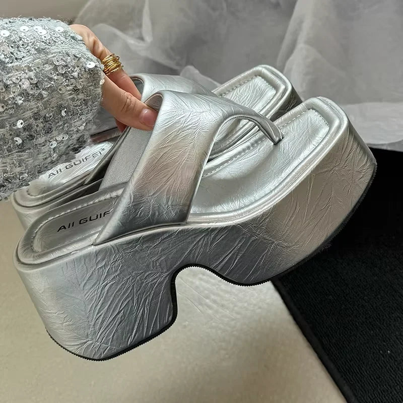 Pumps Flip Flops Slippers Shoes For Ladies New 2025 Female Footwear Platform Wedges Women Slippers Fashion Slides Heels Shoes