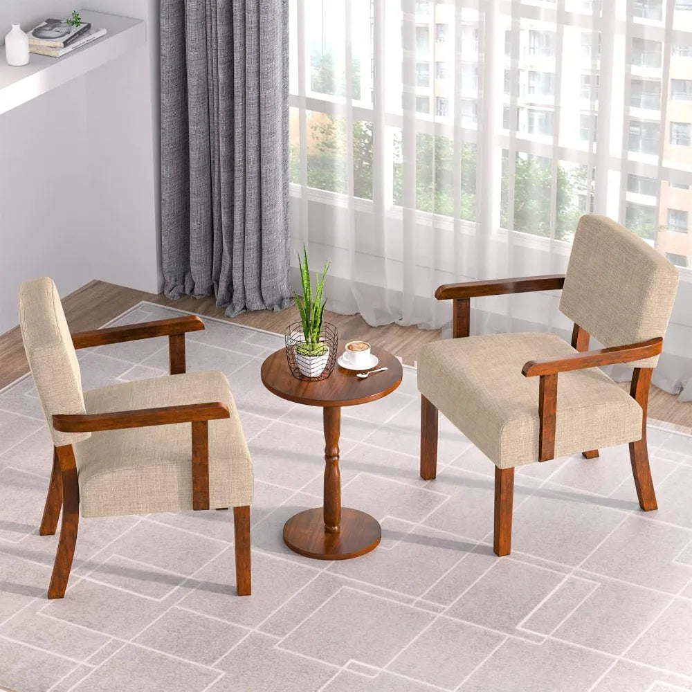 accent chair set of 2 with table, living room chairs with soft seat and armrests for living room bedroom reading room waiting ro