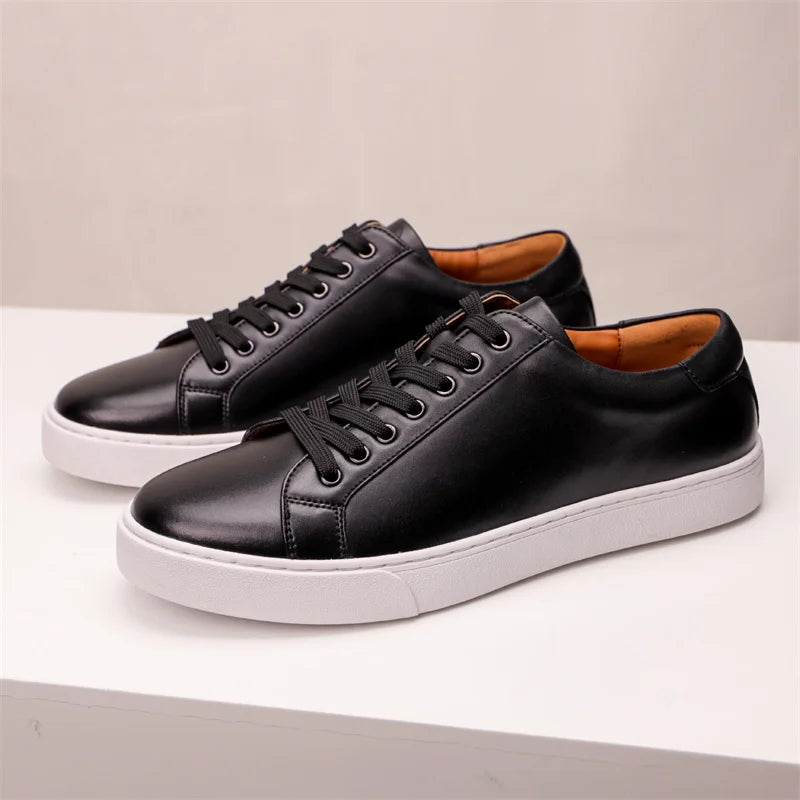 Mens Sneakers Genuine Leather Casual Outdoor Shoes Non-Slip Breathable Luxury Brand Footwear Top Quality Handmade White Shoe Men