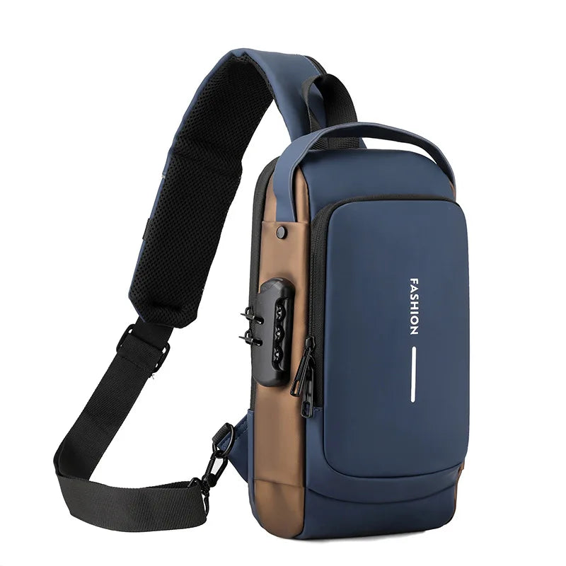 Men's Shoulder Bag Multifunction Anti Theft USB Messenger Pack Man Crossbody Cross Body Travel Sling Chest Bags Pack