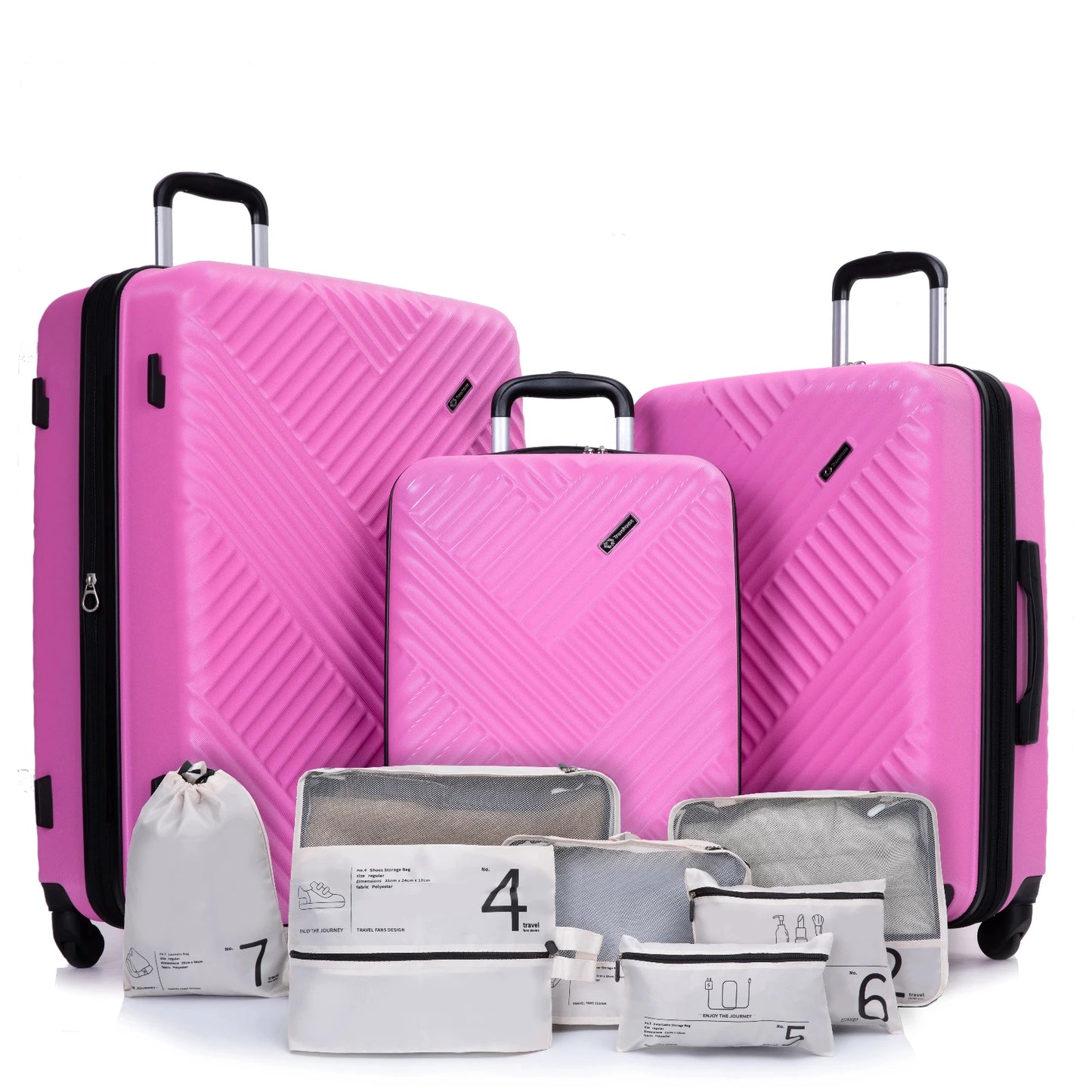 Luggage Sets 3 Piece with Double Spinner Wheel,Suitcase Set PC Hard Case with TSA Lock and Organizer Storage Bags