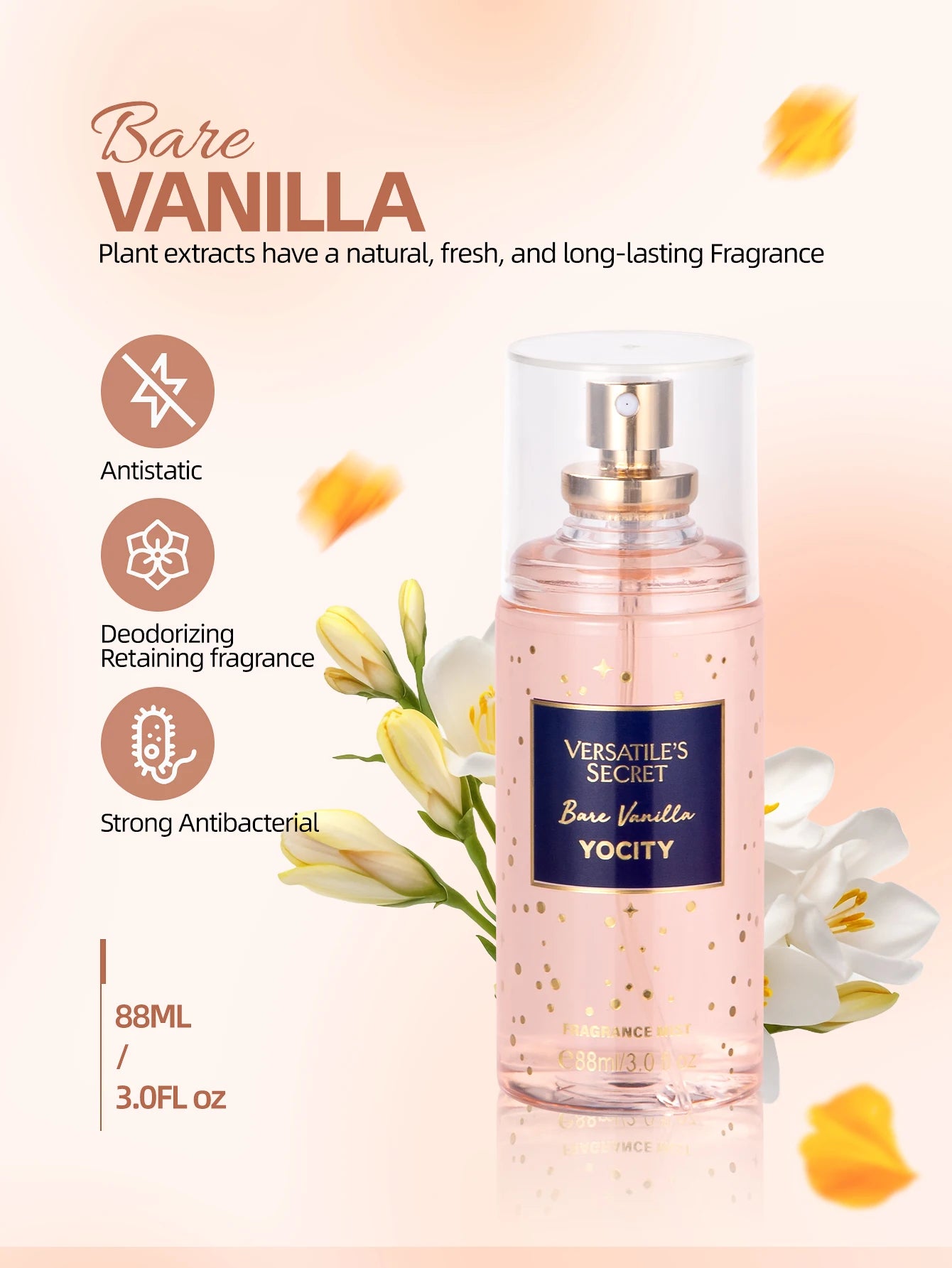 Vanilla Coconut Fragrance Spray Charming Liquid Clothing Fragrance Suitable for Dating Parties Birthday Gifts Home Decor 88ml