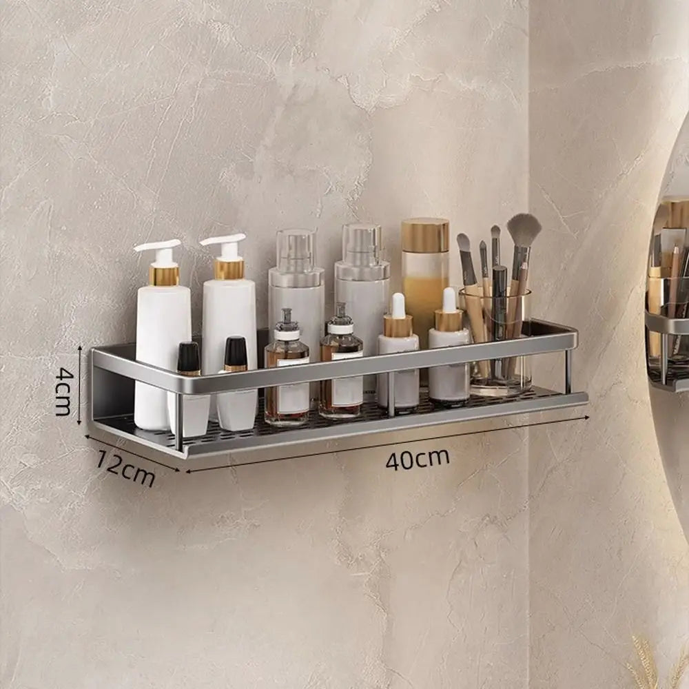 Bathroom Shelves Corner Shower Shelf Aluminum Wall Mount Shampoo Storage Rack Holders No Drill Kitchen Bathroom Accessories