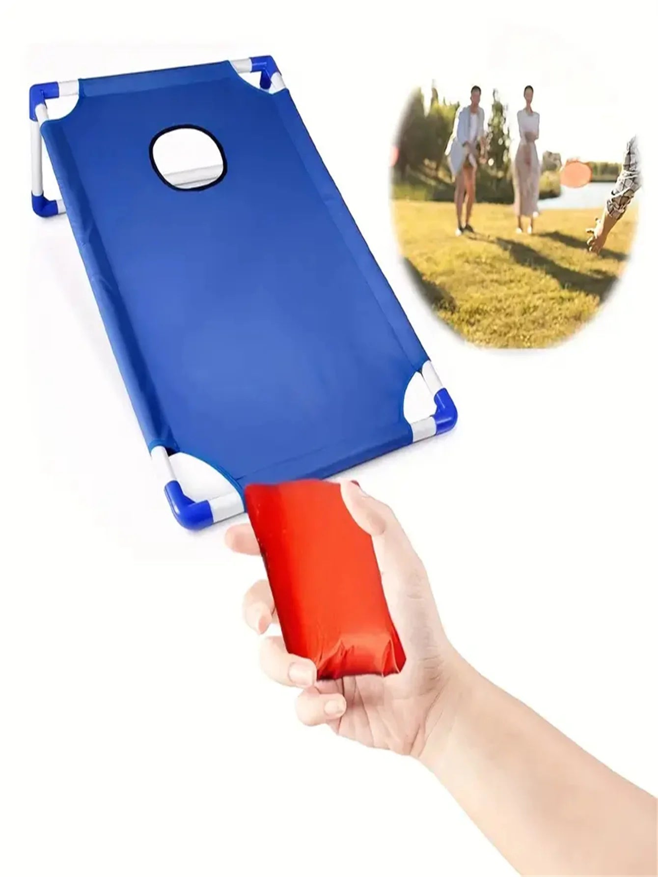 A Set of Red and Blue Portable Corn Hole Game Set, Foldable and Durable, Summer Beach Sandbag Game, Suitable for Outdoor Parties, Camping, Beach and Backyard Entertainment - Including 6 Beans Bags,非常适合 Christmas, East
