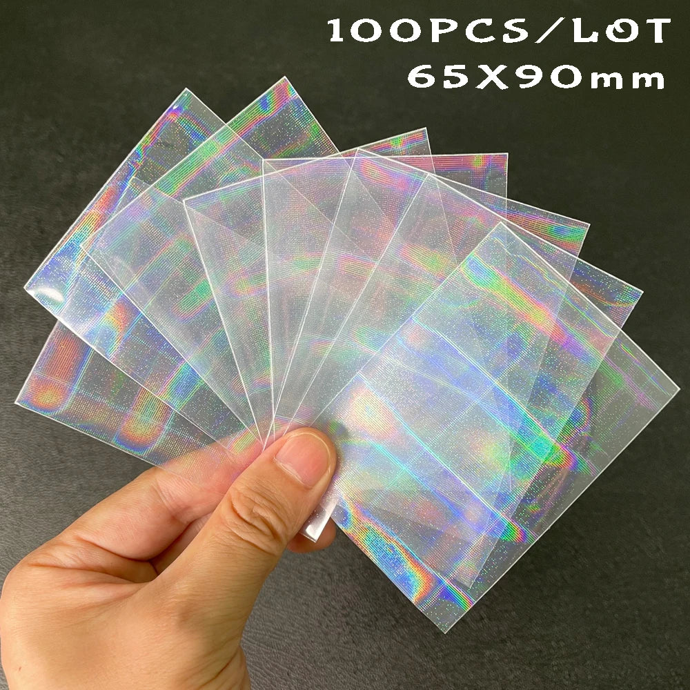 100pcs/Lot Heart-shaped Foil Laser Top Loading TCG Card Sleeves YGO Board Game Photo Protector Trading Cards Shield Cover