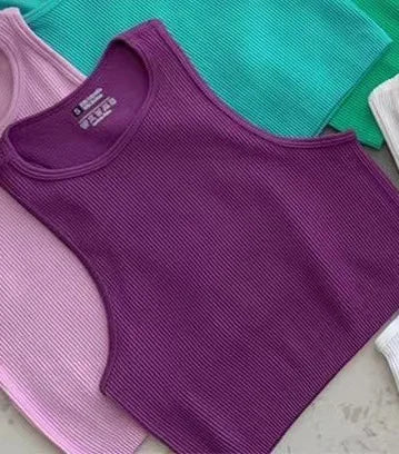 1pcs Solid Sleeveless Women Running Yoga Wear Clothing Slim Fit Quick Drying Ribbed Crop Tank Top
