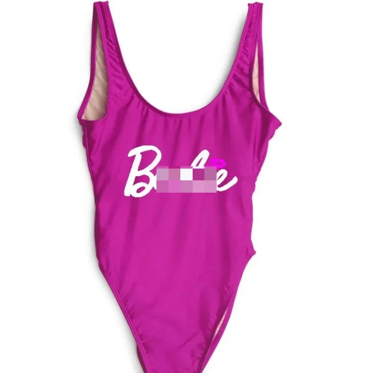 Barbi Pink Lip Bikini One-piece Swimsuit for Adult Women Summer Sexy Bikinis Y2K Kawaii Beach Swimming Suit Cute Swimwear