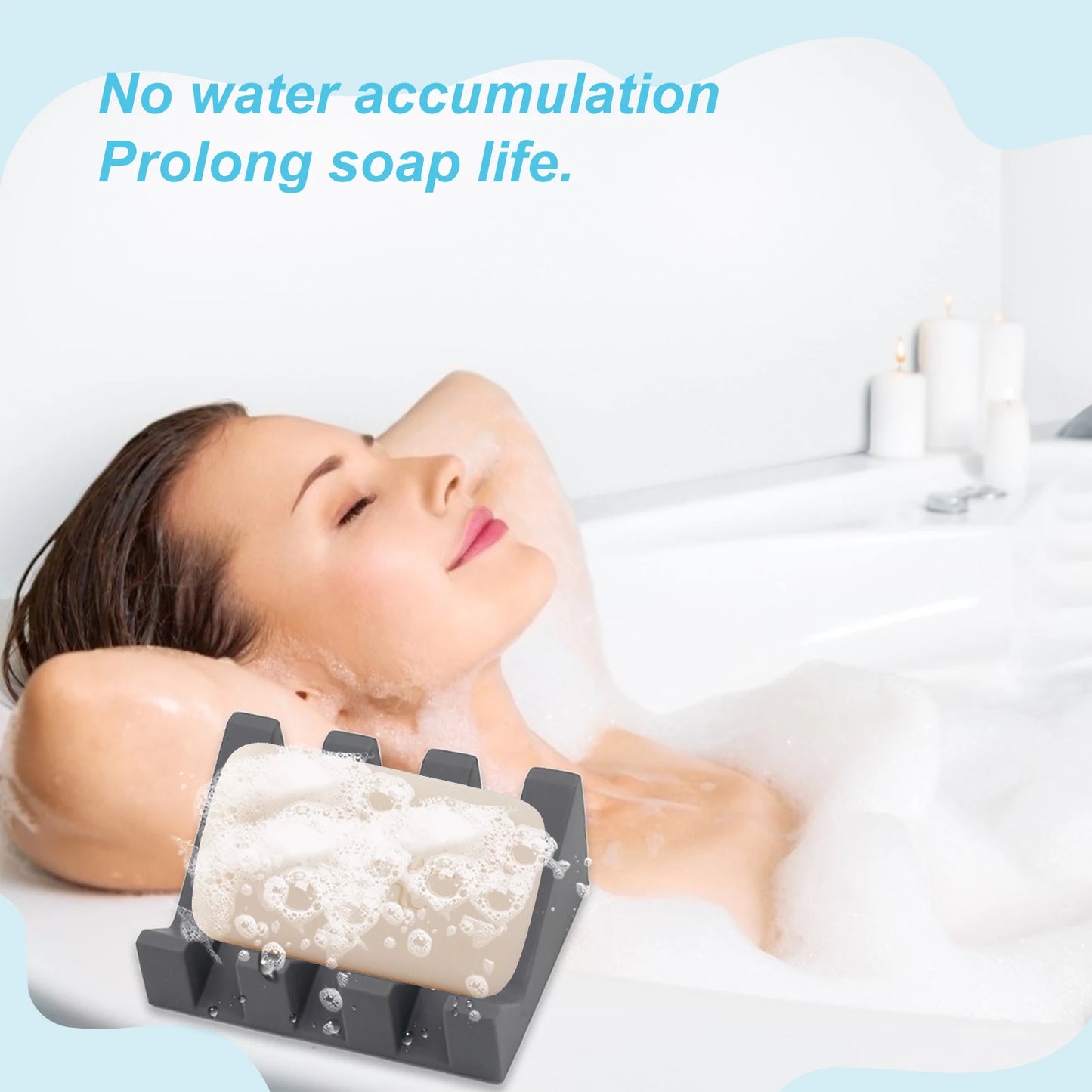 1pc silicone drainage soapdish, automatic drainage soap rack, bathroom soap rack, bathroom accessories.