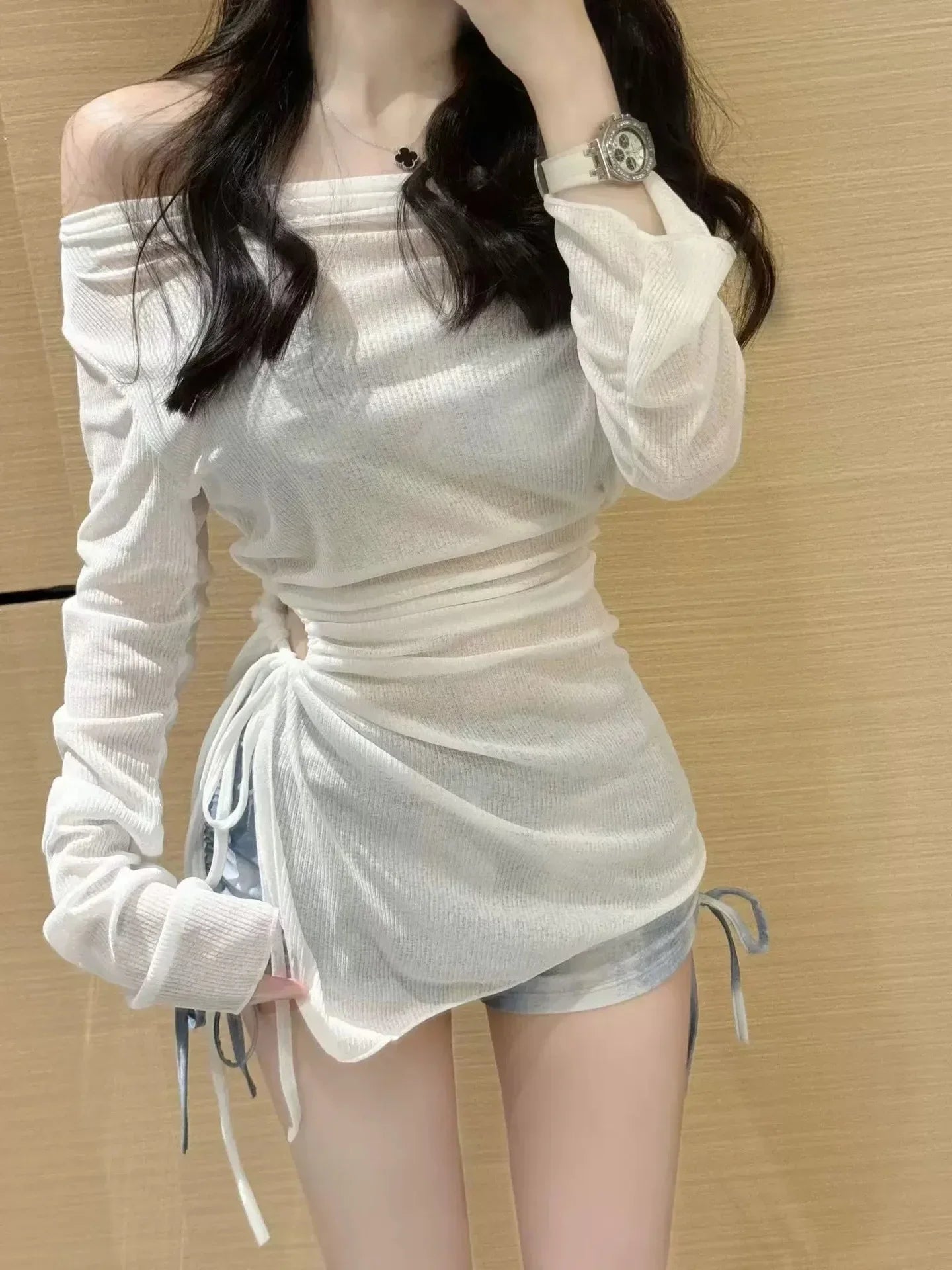 sexy Korean fashion conservative bikinis sets three pieces tie dye print bikini shorts with mesh cover smock swimsuit biquini