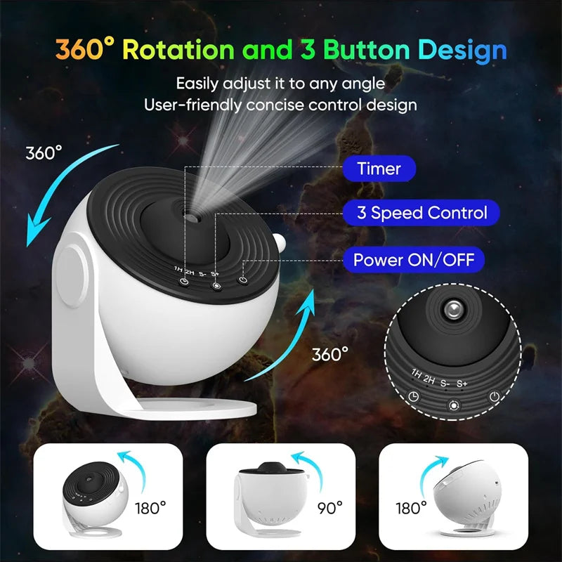 Galaxy Projector for Bedroom, 13 in 1 HD Star Projector Light Projector, 360° Rotating Planetarium Projector with Timer for Kids