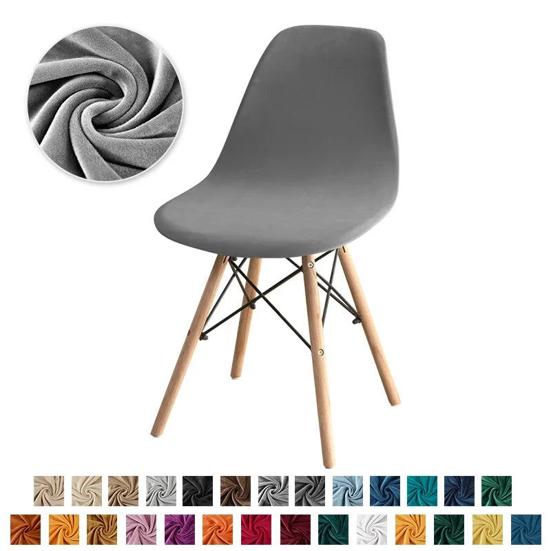 1PC Stretch Velvet Shell Chair Cover Armless Dining Chairs Covers Short Back Curved Seat Covers Hotel Party Banquet Decor
