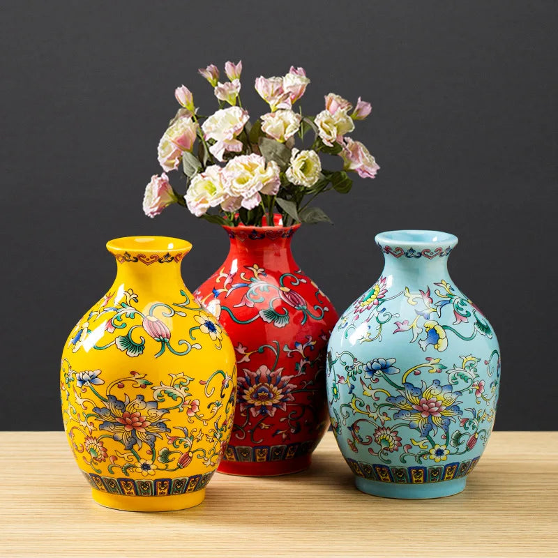 Jingdezhen Porcelain Vase Porch Ornaments Antique Official Enamel Porcelain Antique Collection Round Porcelain Vase Home Decor