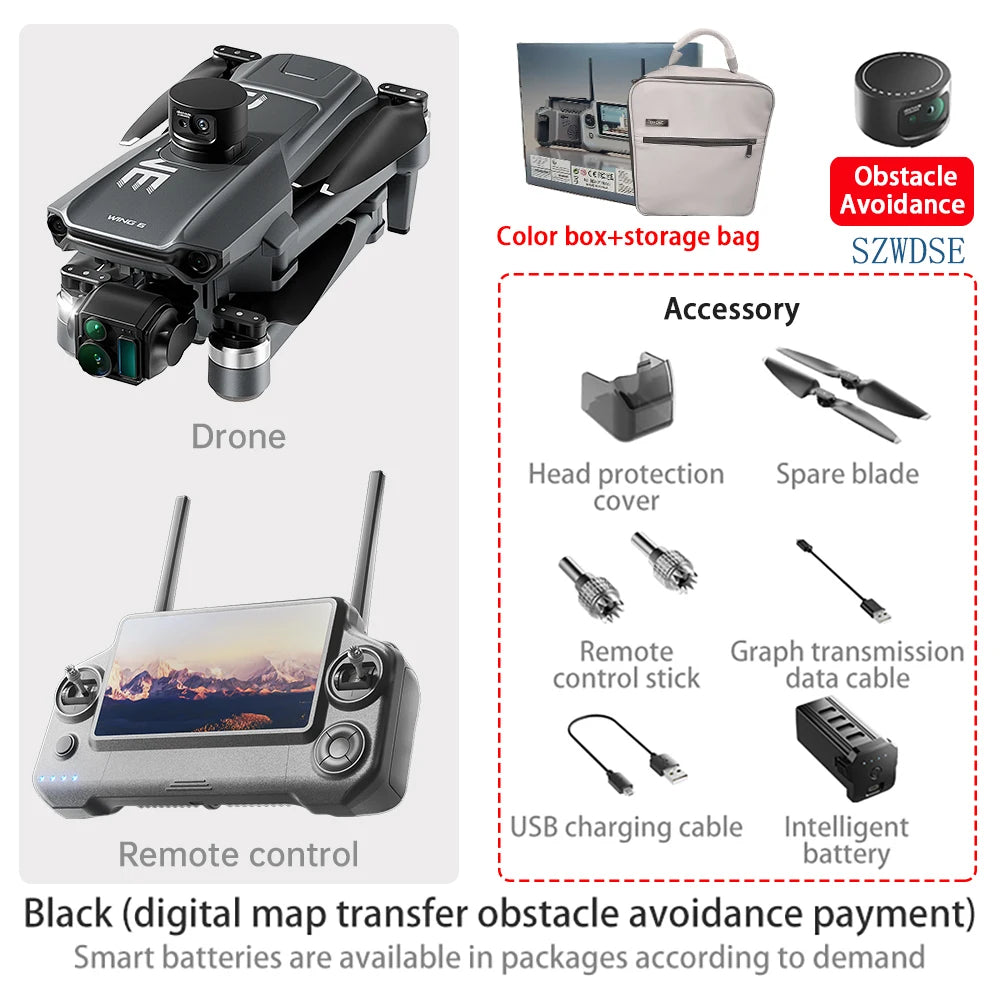 2025 Wing 6 Professional 8K High-Definition Aerial Photography GPS Drone 3-Axis Mechanical Brushless Stabilization Gimbal 20km