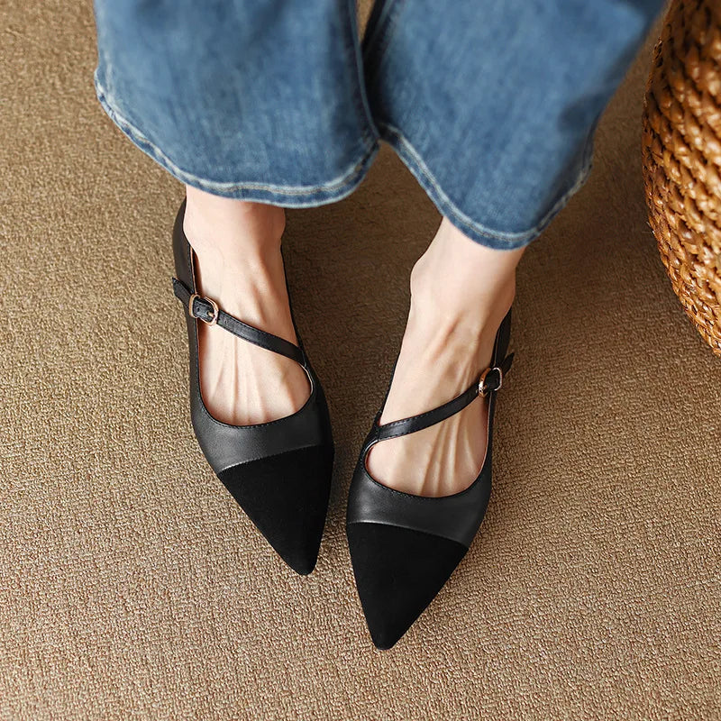Women Flat Pumps Thin Low Heels for Women Pointed Toe Shallow Slip on Casual Work Office Female Comfort Shoes Zapatillas Mujer