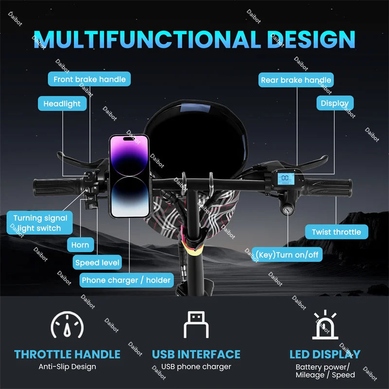 US Stock Adult Folding Electric Bike For 2 People Powerful 500W 32KM/H Multi Shock Absorption Family Electric Bicycle Men Women